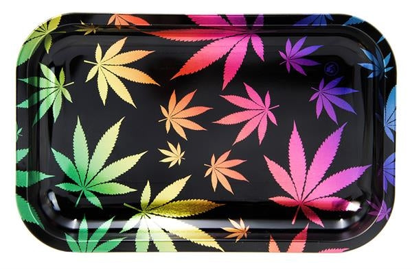 Rolling Tray Dreh-Tablett, Metall, SMALL "LEAVES GRADIENT Metallic"