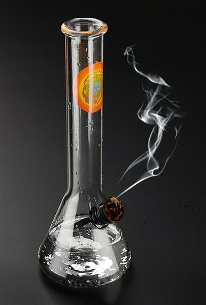 Glas Mini Kolben Bong Beaker, ca. 20cm "Champ High Chemistery"