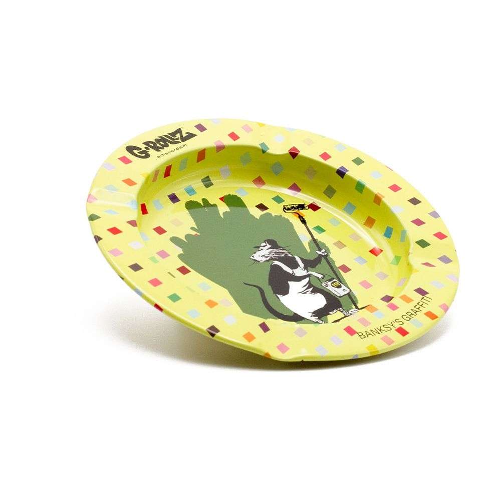 G-Rollz | Banksy's Graffiti 'Rat Cover Up' Ashtray - Dia: 13.5cm