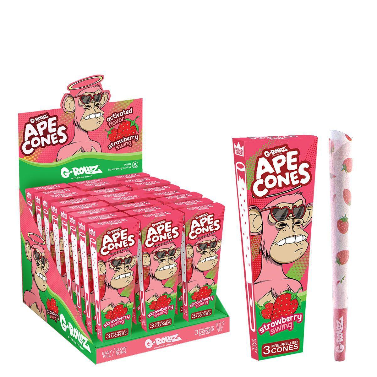 G-Rollz | Ape Cones "Strawberry" - 3 Pop Cones
