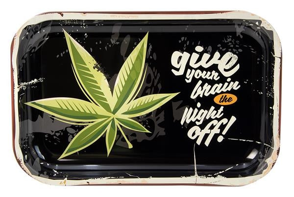 Dreh-Tablett - Rolling Tray "Give your brain the night off"