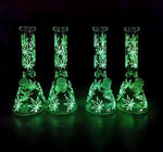 Bild in Galerie laden, Glas Kolbenbong ICE Percolator GLOW IN THE DARK "Hanfblatt", 26cm, ø 45mm