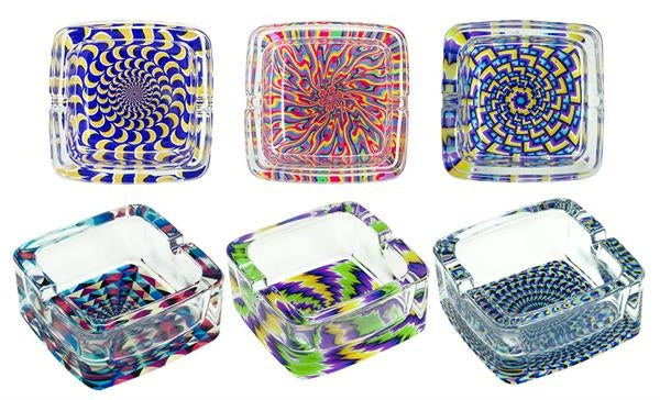 Glas-Aschenbecher eckig "Psychedelic"