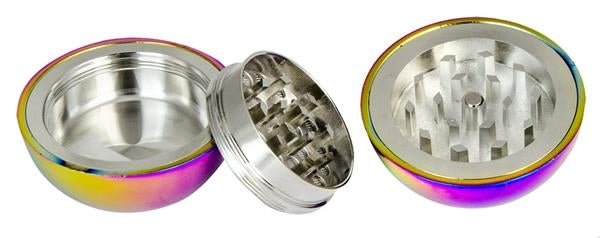Metall Mühle/Grinder Pollinator, 3part, ø 53mm, 2-farbig sort. "Kugel/Bowl"