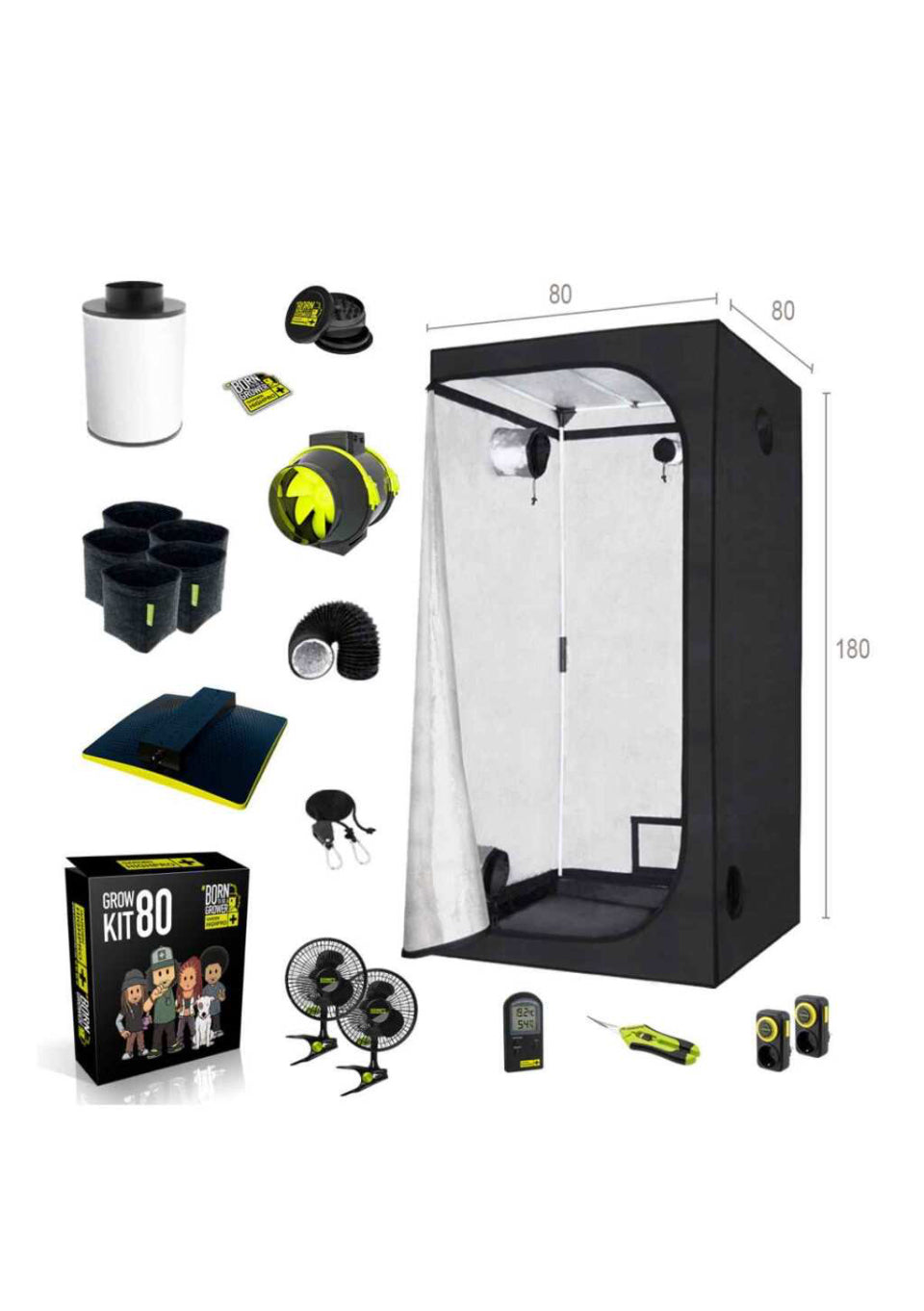 Grow Zelt Set 80x80x180 cm | LED mit 150 Watt | Garden Highpro