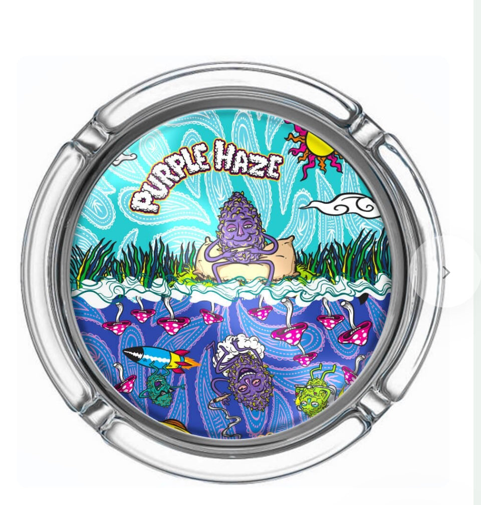 Großer Aschenbecher aus Glas, Purple Haze