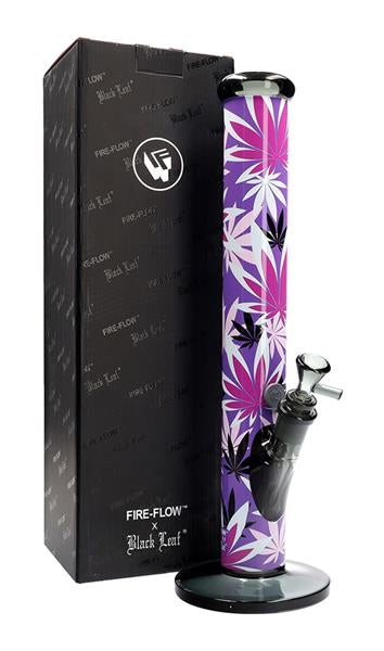 FIRE-FLOW™ X Black Leaf Glas Bong Zylinder