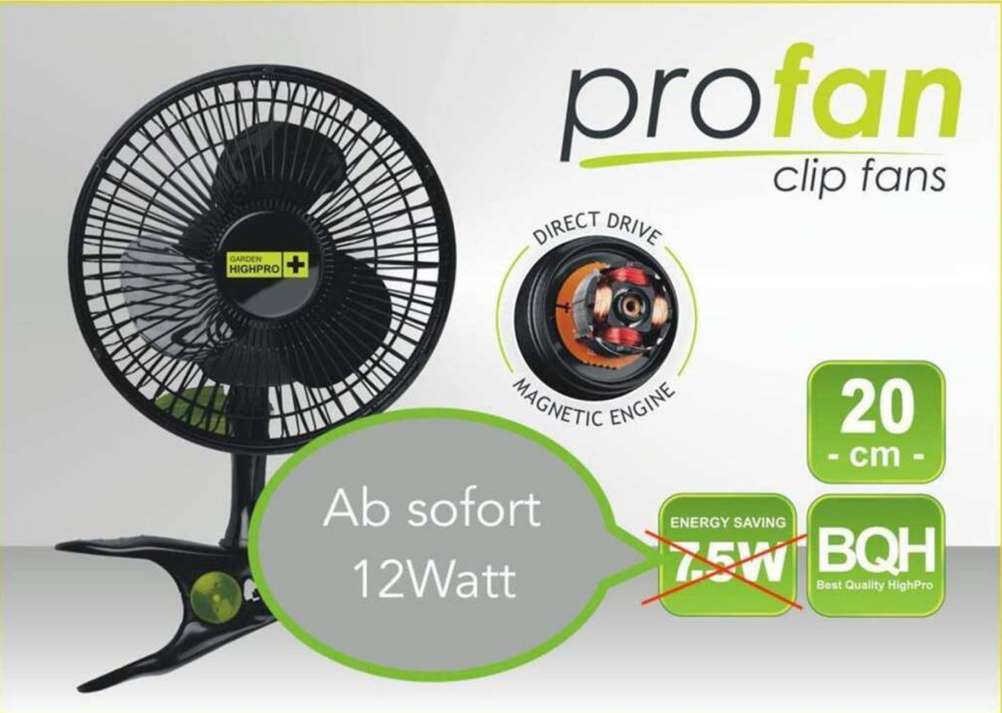 Clip Ventilator 12W | Ø20cm mit Stangenclip | PROFAN PROFESSIONAL