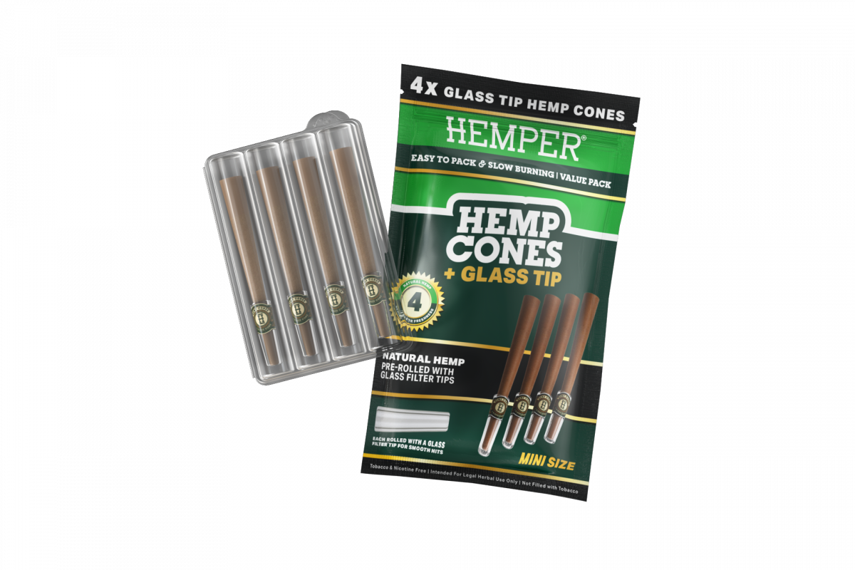 Mini Size Cones + Glass Tip | 4PK Pure, Mango, Blueberry, HEMPER