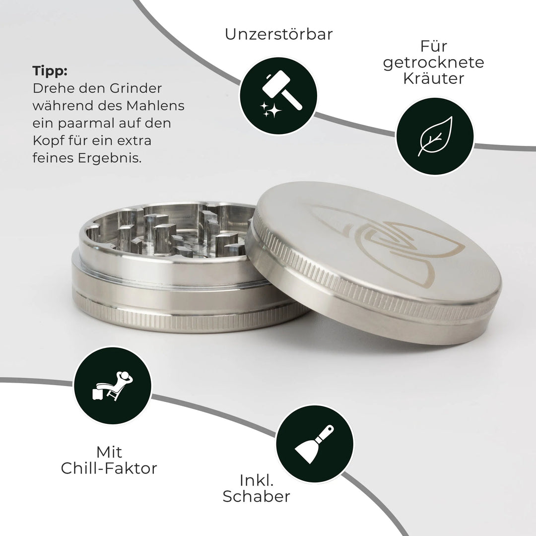 Edelstahl Hizen Grinder 2-teilig 63mm glänzend