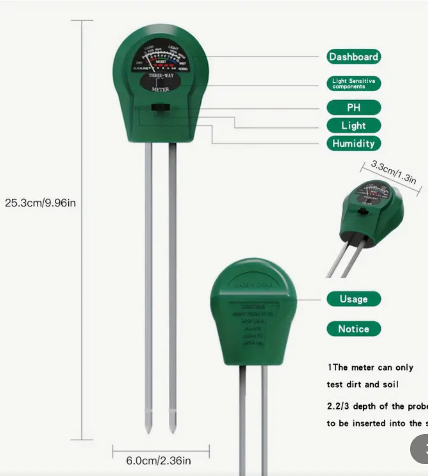 3-in-1-Boden-PH-Messgerät, Sonnenschein-PH-Messgerät, Säure-Feuchtigkeits-PH-Monitor