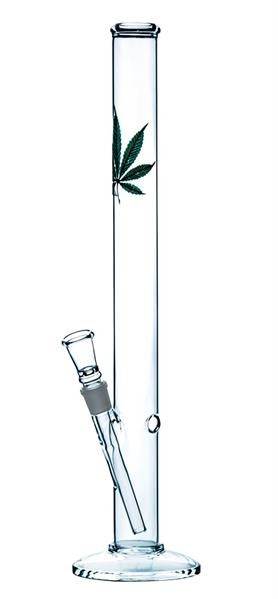 Glas Bong Zylinder "Leaf Design", 46cm, ø 50mm