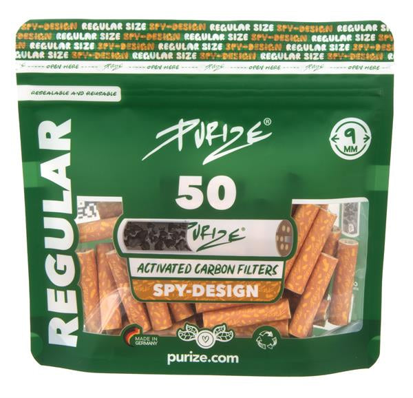 PURIZE Aktivkohlefilter SPY/ Natural, ø 9mm, 50er Packung