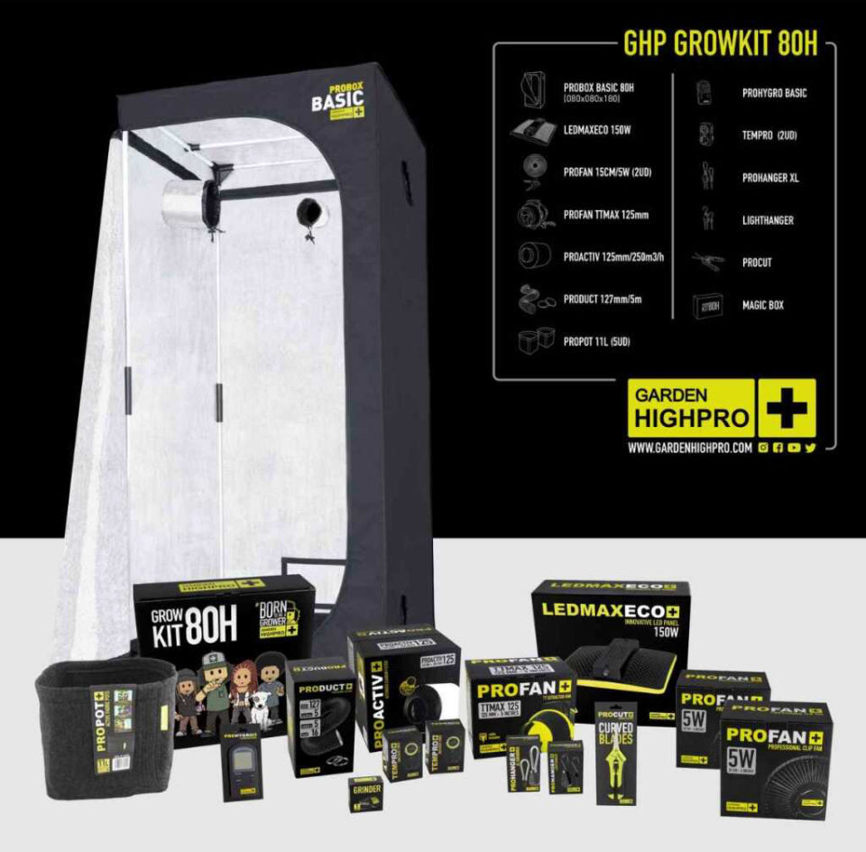 Grow Zelt Set 80x80x180 cm | LED mit 150 Watt | Garden Highpro