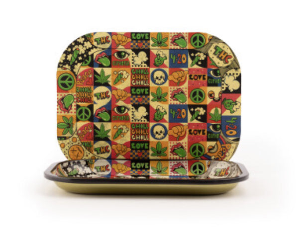 Metal Rolling Tray smal with Magnetic Cover: Groovy, Mystical, Whimsical