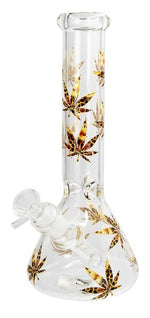 Bild in Galerie laden, Glas Kolbenbong ICE Percolator GLOW IN THE DARK "Hanfblatt", 26cm, ø 45mm
