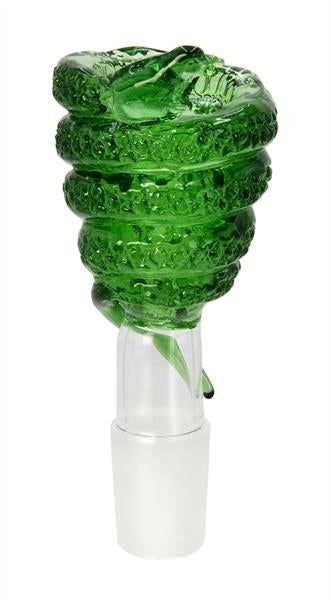 Glas-Kopf "Viper", 10cm, Socket: 19mm, grün