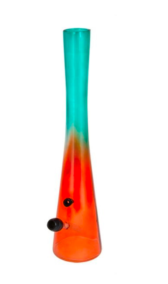 Hollandbong, mit Schlauch und Kopf, 40cm, MIT Kickloch, türkis-orange