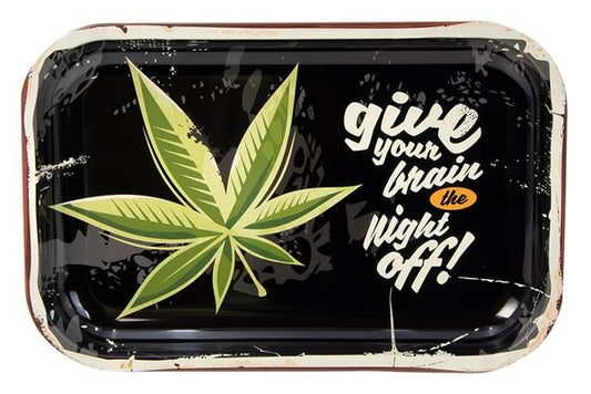 Dreh-Tablett - Rolling Tray "Give your brain the night off"