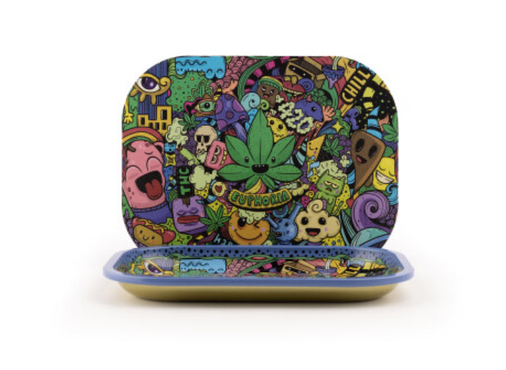 Metal Rolling Tray smal with Magnetic Cover: Groovy, Mystical, Whimsical