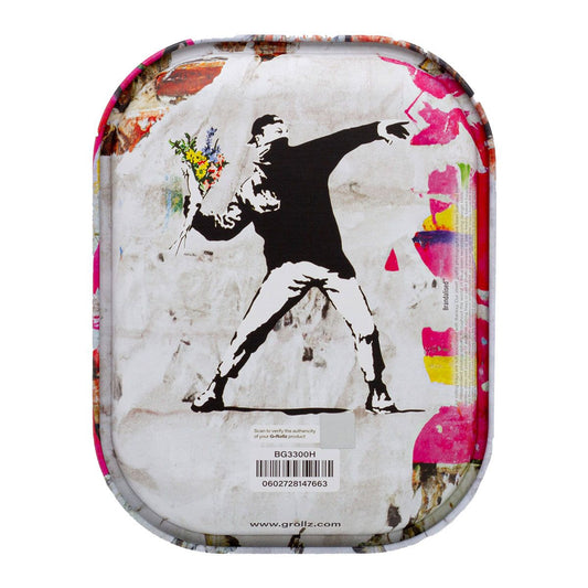 G-Rollz | Banksy's Graffiti 'Flower Thrower Alt' Medium Tray 17.5 x 27.5 cm