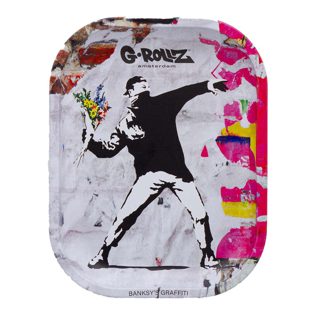 G-Rollz | Banksy's Graffiti 'Flower Thrower Alt' Medium Tray 17.5 x 27.5 cm