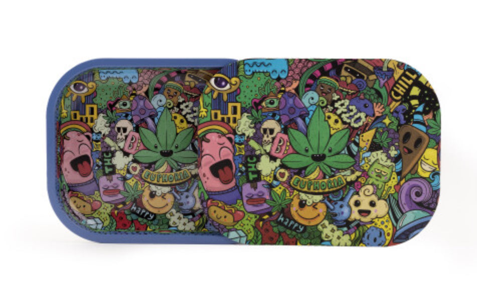 Metal Rolling Tray smal with Magnetic Cover: Groovy, Mystical, Whimsical