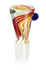 Bild in Galerie laden, Glas-Kopf Cone, "Batik" mit Rollstopp, SG 18,8, schwarz-weiß-rot-orange