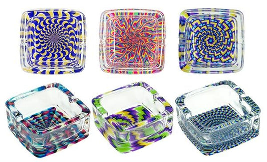 Glas-Aschenbecher eckig "Psychedelic"
