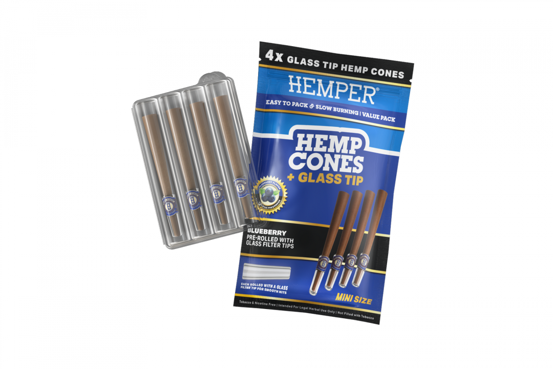 Mini Size Cones + Glass Tip | 4PK Pure, Mango, Blueberry, HEMPER