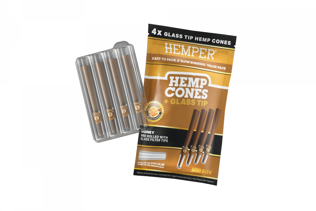 Mini Size Cones + Glass Tip | 4PK Pure, Mango, Blueberry, HEMPER