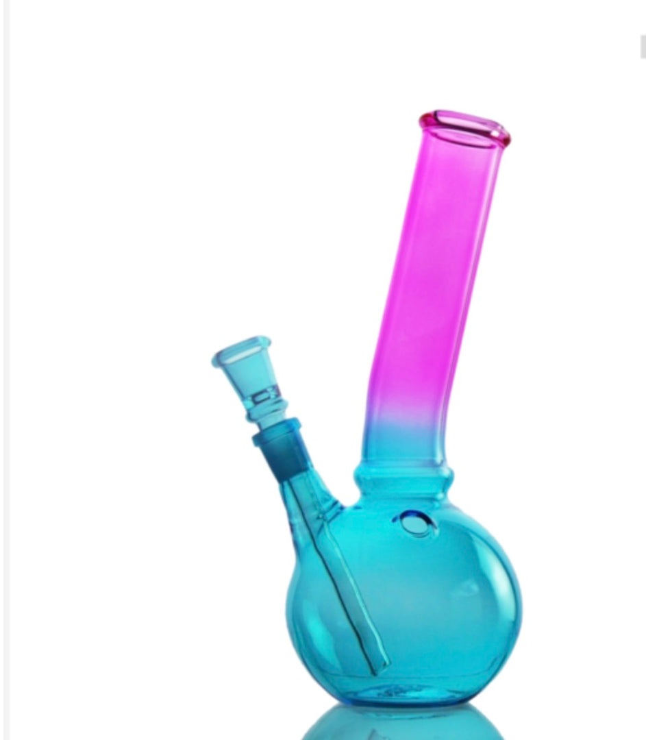 GLASBONG, ZWEIFARBIG BLAU/ROSA, 24 CM, 14.5 MM. MIT RING.