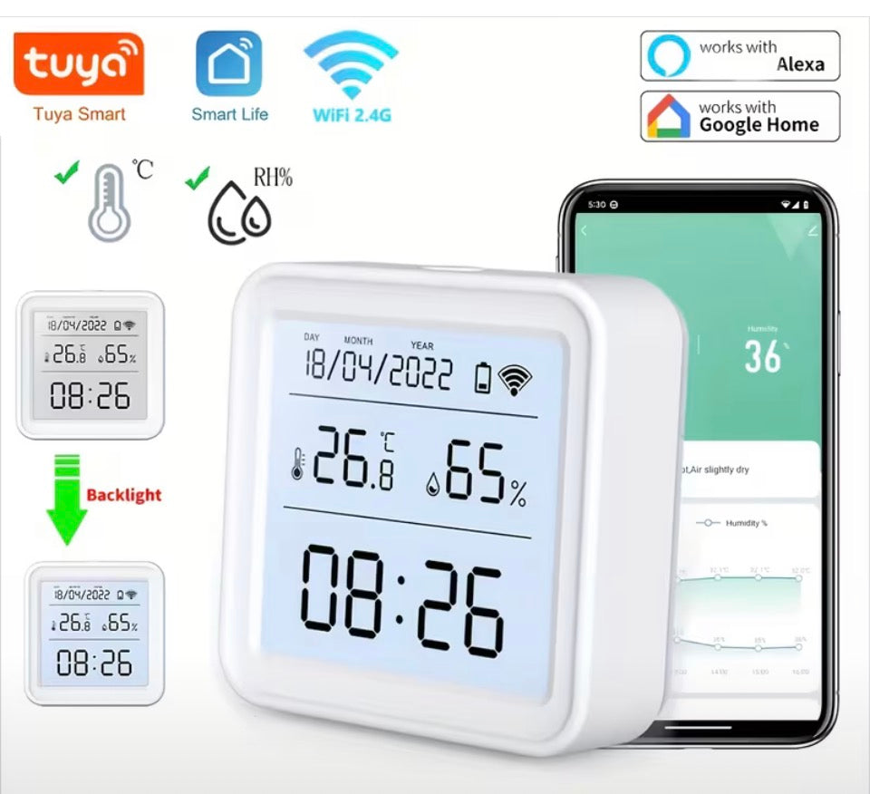 Smart-WiFi-Temperatur- und Luftfeuchtigkeitssensor mit LCD-Anzeige