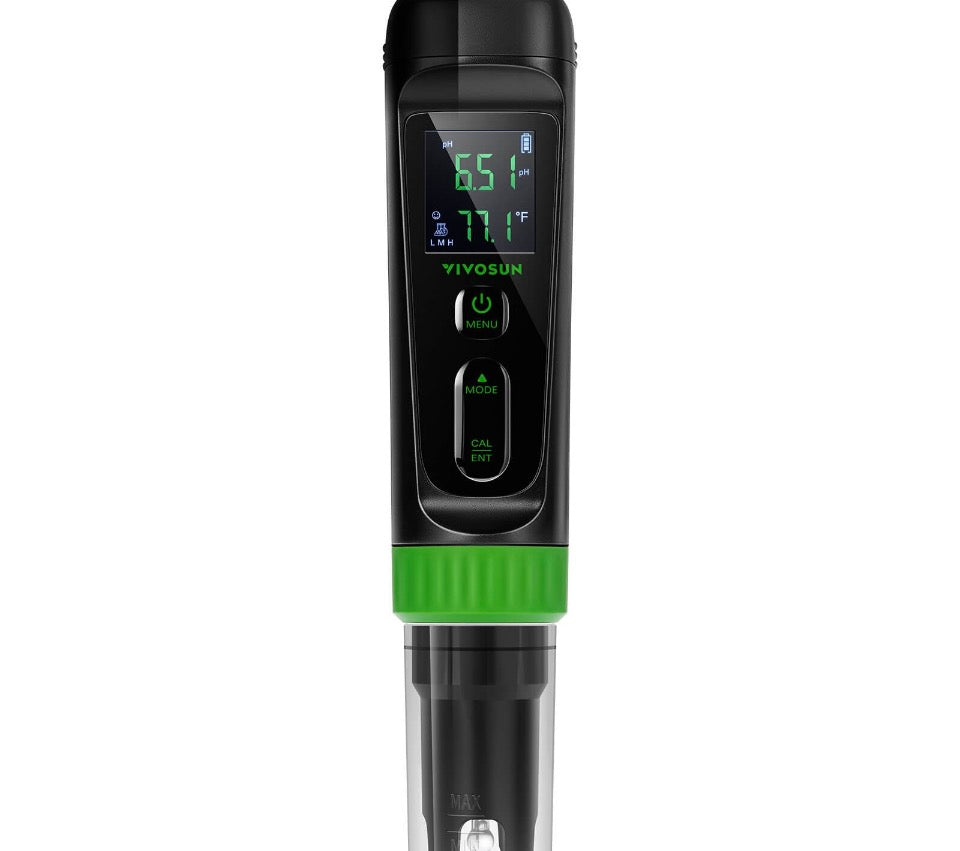 AeroLab Digitales pH Messgerät mit ATC und Sonde, Messbereich 0,00-14,00, hochpräzise und tragbar für Wasser, Nährlösungen, Aquarien und Pools