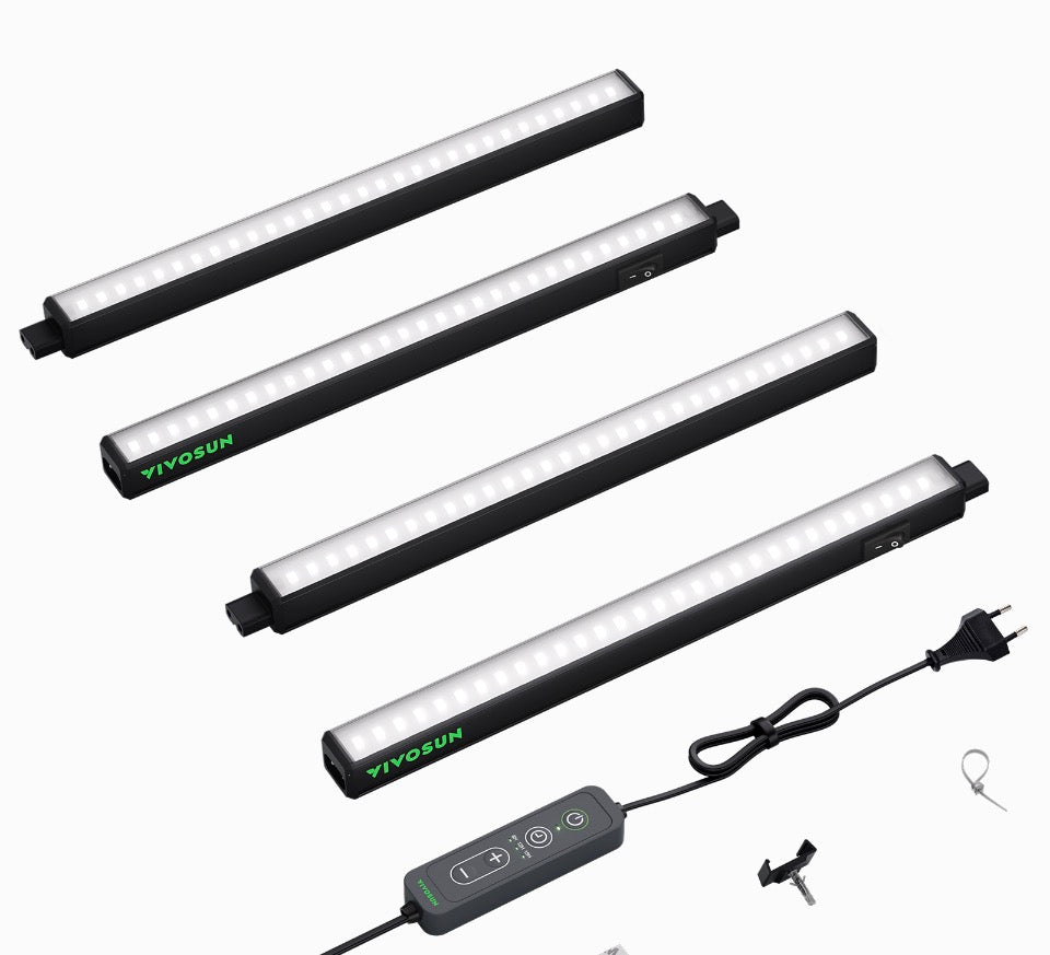 T5 Linear Vivosun LED Pflanzenlampe 30 cm, 5000K Vollspektrum Grow Light 28W (4 x 7W) mit Timer & Dimmer, Pflanzenlicht für Anzucht, Hydroponik & Indoor Pflanzen, SGS kompatibel, erweiterbar, 4er
Set