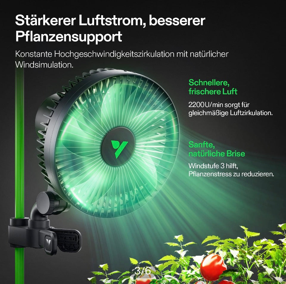 AeroWave A6 Clip Fan Vivosun für Growzelte, 15 cm automatisch