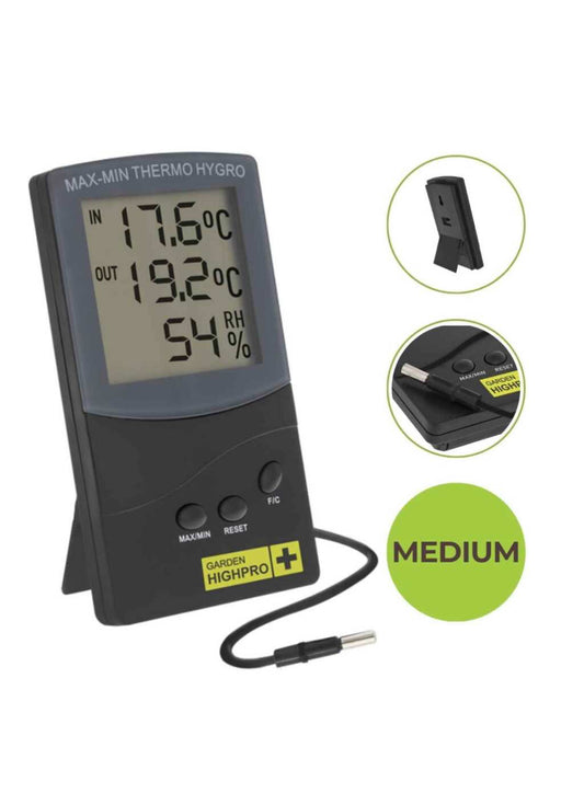 HYGROTHERMO MEDIUM | Thermometer-Hygrometer | 2 Messpunkte | digital | Garden Highpro