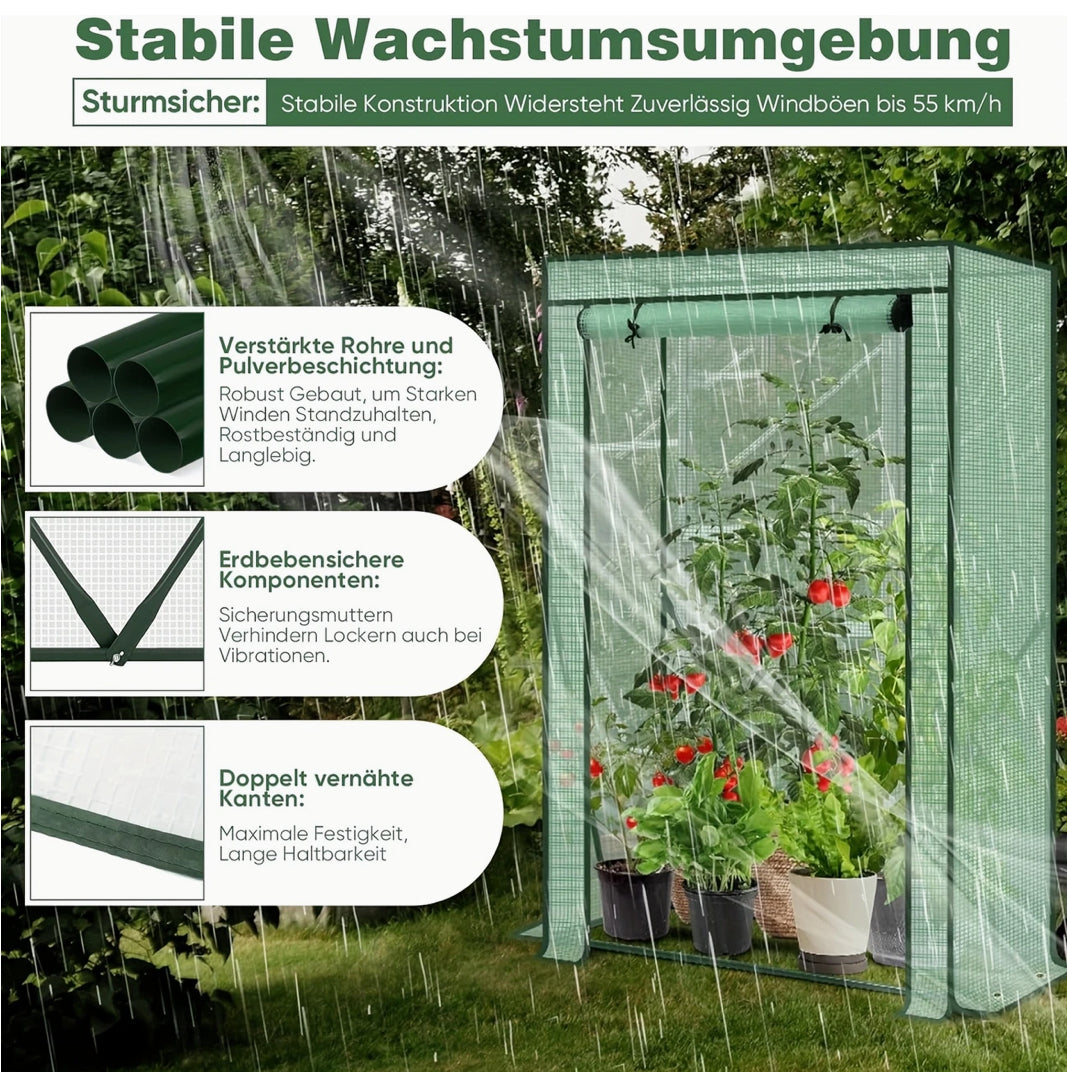 Gewächshaus „ Zelt „ 150x100x50cm (HxBxT), Schrägdach-PE-Mesh-Folie Gewächshaus mit UV-Schutz