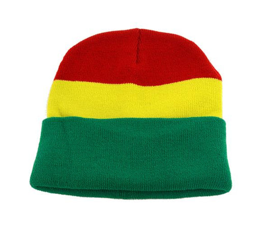 Acryl-Strickmütze breit gestreift "RASTA"