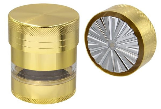 Metall Grinder/Pollinator 4 part, ø 66mm, "Spiral + Window gold"