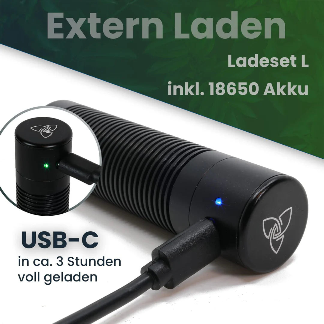 HIZEN Vaporizer USB-C Ladeset für 18650 Batterien inkl. Batterie und Batteriefach