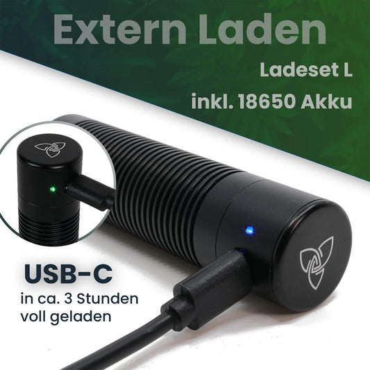 HIZEN Vaporizer USB-C Ladeset für 18650 Batterien inkl. Batterie und Batteriefach