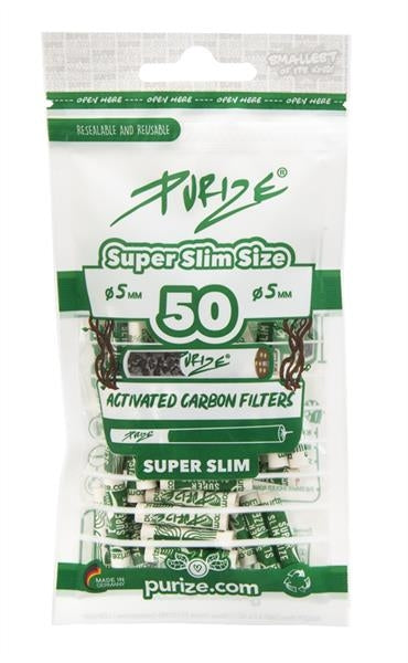 PURIZE® Super Slim Size Aktivkohlefilter, ø 5mm, 50er Packungc