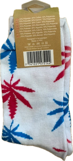 Bild in Galerie laden, Socken, lang, Damen, Gr. 36-42, weiß mit pinken Hanfblättern