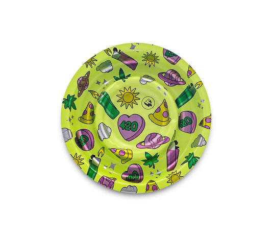 B4 FIRE-FLOW™ Metal Coffeeshop Ashtray 420 Pattern (⌀136 mm)