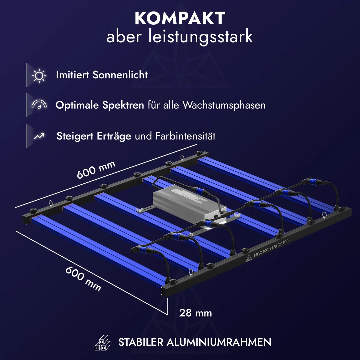 Grow Light LED 320W PRO – Energieeffiziente Vollspektrum LED-Pflanzenlampe