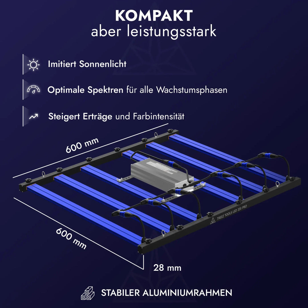 Grow Light LED 320W PRO – Energieeffiziente Vollspektrum LED-Pflanzenlampe