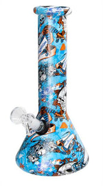 Bild in Galerie laden, Glas-Bong Beaker Kolbenbong, ca. 25cm, "Blue Skull"