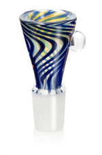 Bild in Galerie laden, Glas-Kopf Cone, "Batik" mit Rollstopp, SG 18,8, blau