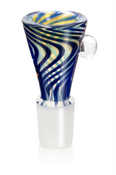 Glas-Kopf Cone, "Batik" mit Rollstopp, SG 18,8, blau